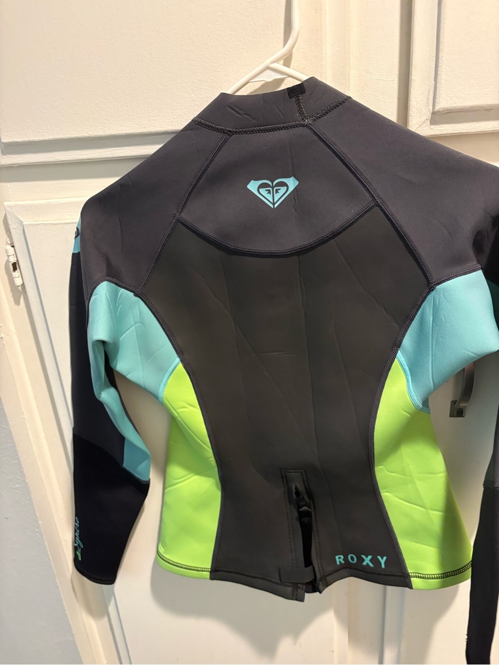 Roxy Women’s Black, Lime & Aqua Neoprene Swim Jacket